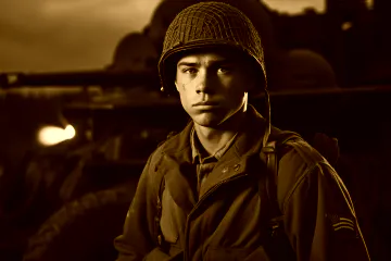 image of a man standing in front of a tank